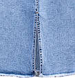 Джинсова спідниця класичної довжини пояс на резинці низ бахрома, фото 5