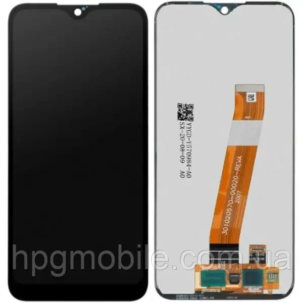 Дисплей Samsung A015M/ А01 2020 (GH81-18209M) модуль (екран,сенсор) з рамкою, сервісний оригінал, широкий конектор, Чорний, фото 1
