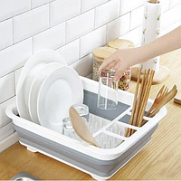 Силиконовая складная сушилка органайзер для посуды Layher Сушка для посуды и кухонных приборов настольная