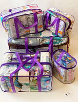 Прозрачные сумки в роддом Набор 4+1 в подарок ТМ Mommy Bag