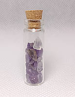 Аметист, натуральный камень в бутылочке 3 см, для медитации и декора