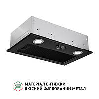 Кухонна витяжка Perfelli BI 5022 BL LED, чорна вбудована в шафу витяжка для кухні шириною 52 см