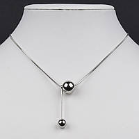 Ланцюг снейк з кулоном сріблястого кольору Stainless Steel з кульками застібка карабін із подовжувачем довжина 55 см