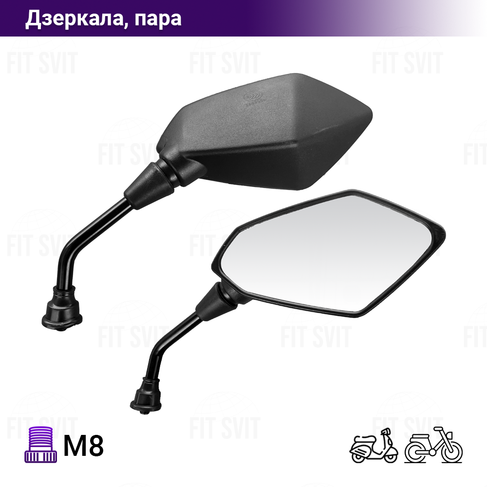 Дзеркала на скутер Yamaha з різьбленням M8 (тільки на ямаху! праве і ліве різьблення))
