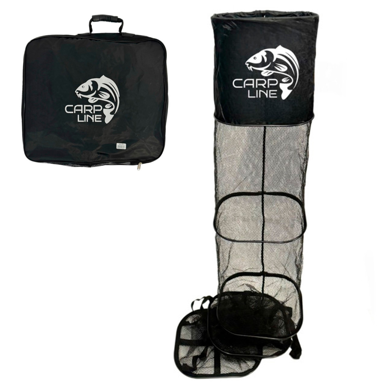 Садок для риболовлі Carp Line Чорний 3.0 м гумова сітка алюмінієві кільця