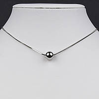 Ланцюг снейк з кулоном сріблястого кольору Stainless Steel з кулькою застібка карабін із подовжувачем довжина 55 см