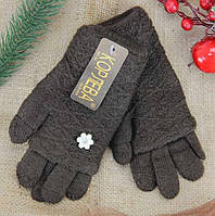 Женские сенсорные перчатки 2в1 шерстяные с начесом р. S-М код 17051