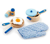Детский кухонный набор Viga Toys 50115 Игрушечная посуда из дерева Голубой