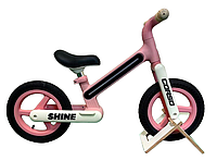 Детский велобег "Corso Shine" 12 дюймов (резиновые колеса, рама и вилка из нейлона со светом) JT-10059 Розовый