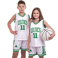 Форма баскетбольная детская NB-Sport NBA CELTICS 11 BA-0967 размер 2XL цвет белый-зеленый lk