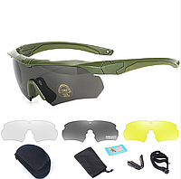 Тактические защитные очки ESS Crossbow Polarized с 3 линзами и диоптрией (Черный) Олива