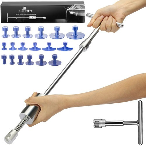 Комплект для видалення вм'ятин на кузові автомобіля з інерційним молотком та набором перехідників Malatec, фото 1