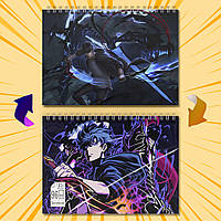 Скетчбук А5  96 арк. 60-65 гр.м² Solo Leveling / Тільки я візьму новий рівень 004