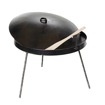 СИЛА Сковорода туристична 500 мм товщина 4 мм з бортом 30 мм, кришкою та чохлом