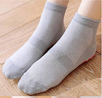 Короткие носки для йоги, фитнеса, пилатеса, стретчинга с нескользящим покрытием (сверху сеточка) р35-39 серый цвет