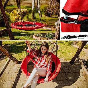 Якісна гойдалка гніздо лелеки 100 см - Червона до 150 кг Польща