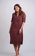 Жіноча однотонна сукня льон рукав із закотом норма розмір 42-52, колір уточнюйте під час замовлення