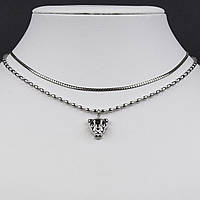 Ланцюг із кулоном сріблястого кольору Stainless Steel тигр два ланцюги застібка карабін з подовжувачем довжина 50-55 см