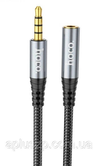 Кабель AUX HOCO UPA20 3.5 audio extension cable male to female (L=2M) Сірий