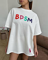 Оверсайз женская однотонная футболка с хлопка