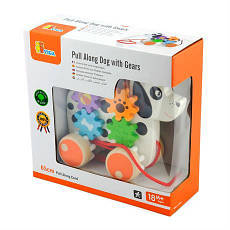 Дерев'яна каталка Собачка з шестернями Viga Toys 50977 іграшка для дівчаток та хлопчиків, фото 4