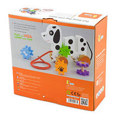 Дерев'яна каталка Собачка з шестернями Viga Toys 50977 іграшка для дівчаток та хлопчиків, фото 5