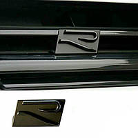 Шильдик емблема на решітку радіатора Volkswagen "R line" Фольцваген значок ер лайн новий тип колір чорний