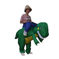 Надувной костюм зеленого динозавра RESTEQ для взрослого, хэллоуин, косплей. Неси меня динозавр