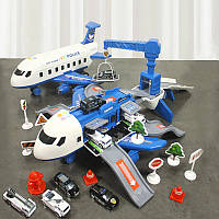 Іграшковий літак поліції зі звуковими та світловими ефектами, машинками та аксесуарами. Інтерактивна модель поліцейської