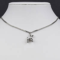 Ланцюг лазерний з кулоном сріблястого кольору Stainless Steel собачка застібка карабін з подовжувачем довжина 55 см