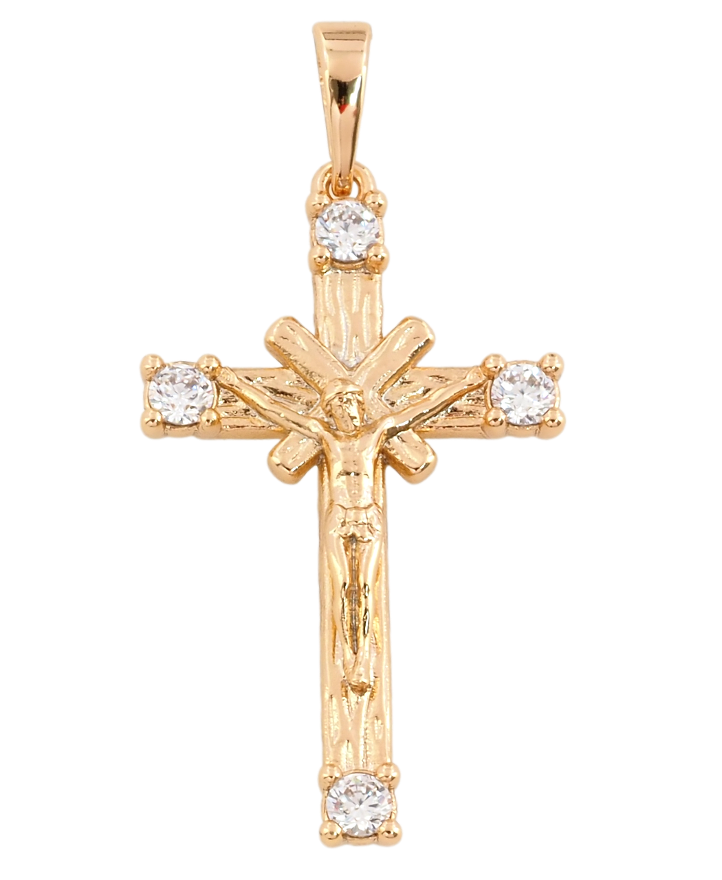 Кулон Xuping Позолота 18K "Хрест з Розп'яттям і цирконієм" для ланцюжка до 6мм