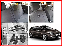 Чехлы для Renault Megane III (Универсал) 2008 г (раздельный) "ткань" черные