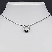 Ланцюг снейк з кулоном сріблястого кольору Stainless Steel підкова застібка карабін із подовжувачем довжина 55 см