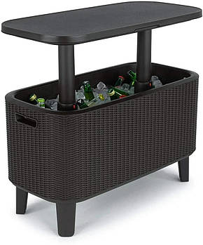 Стіл-бар пластиковий Keter Bevy Bar (Large Cool Bar) холодильник 246857 коричневий