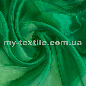 Тканина органза прозора з переливом 150 см однотон Зелений