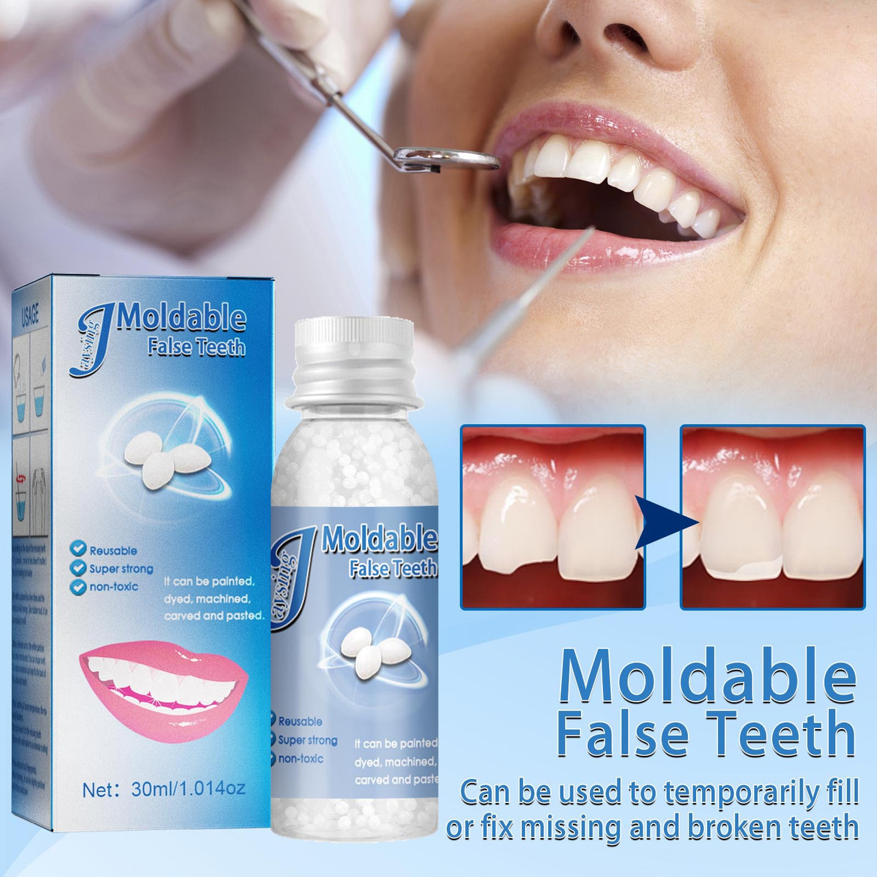 Мягкий пластик для временного протезирования зубов 30мл. Пластик для лепки, поликапролактон, ПКЛ - фото 5 - id-p2176742659
