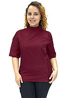 Китель шеф повара женский сетка на спине Шато котон бордовый р.42 (40-68) рукав короткий - спецодежда повара