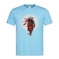 Голубая мужская/унисекс футболка На подарок с Самураем (24-1-8-блакитний)