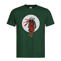 Темно-зеленая мужская/унисекс футболка На подарок с Самураем (24-1-8-темно-зелений)