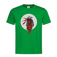 Зеленая мужская/унисекс футболка На подарок с Самураем (24-1-8-зелений)
