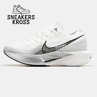 Мужские кроссовки Nike Air ZoomX Vaporfly White Black, Спортивные кроссовки Найк Аир Зум Вапорфлай