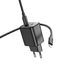 SM  SM Сетевое зарядное устройство Hoco N42 2 Type-C PD 45W black + кабель Type-C to Lightning, фото 3