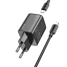 SM  SM Сетевое зарядное устройство Hoco N42 2 Type-C PD 45W black + кабель Type-C to Lightning, фото 2