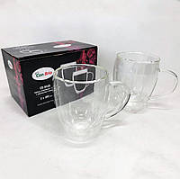 Набор чашек с двойными стенками Con Brio CB-8430-2 300 мл 2 шт | Стеклянная чашка с YH-839 двойным дном