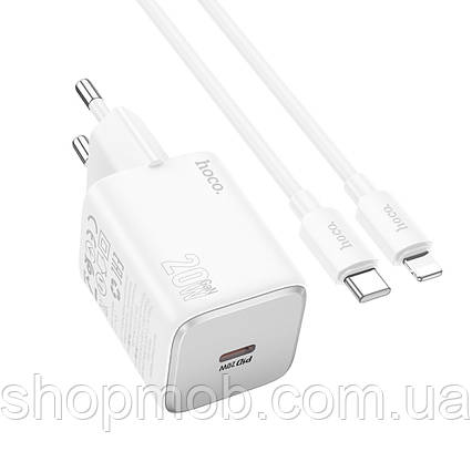 SM  SM Сетевое зарядное устройство Hoco N40 Type-C PD 20W white + кабель Type-C to Lightning, фото 2