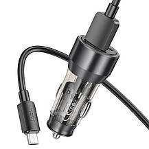 SM  SM Автомобильное зарядное устройство Hoco NZ12 2 USB QC 36W transparent black + кабель USB to MicroUSB, фото 3