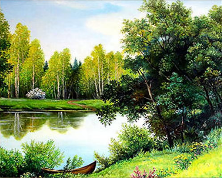 Алмазна мозаїка пейзаж природа Літо у лісі 30х40см Алмазна вишивка круглими стразами Strateg GM80244