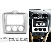 Переходная рамка Ford Focus 2 2005-2011 9" с комплектом проводов (Silver)