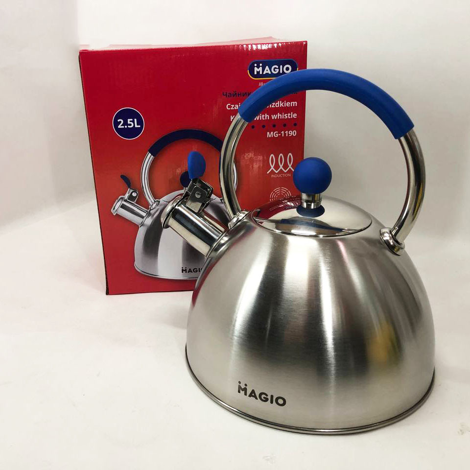 Чайник для газових плит Magio MG-1190 / Кухонний металевий чайник з нержавіючої сталі / Чайник IA-536 зі свистком