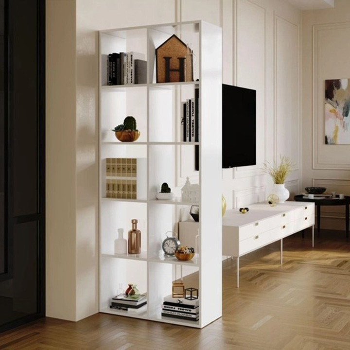 Великий підлоговий стеллаж для книг на 10 комірок у вітальню, вертикальний стелаж для документів в офіс, фото 1